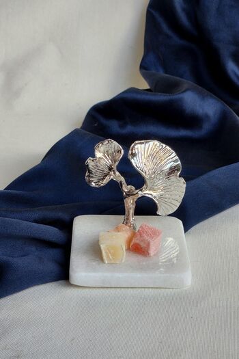 ioadesign Ginko Figured Marble Turkish Delight Bowl - Silver Color