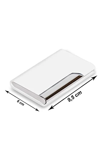 SEDEF SİLVER Faux Leather Wallet Combining Elegance and Durability, Metal Card Holder and Business Card Holder