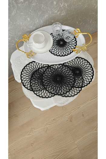 ZESA HOME 6-Piece Brown Stylish Guipure Tulle Napkins