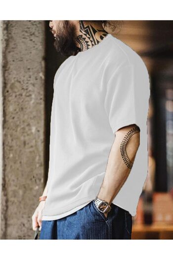 GENIUS STORE Men's Oversize Crew Neck Short Sleeve Waffle T-Shirt WAFFLE-CYCLETYAKA