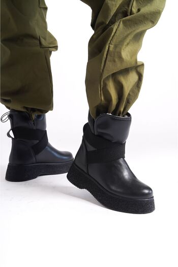 Shoesers Γυναικείες μπότες χιονιού με χοντρή σόλα με ελαστική γούνα στο εσωτερικό