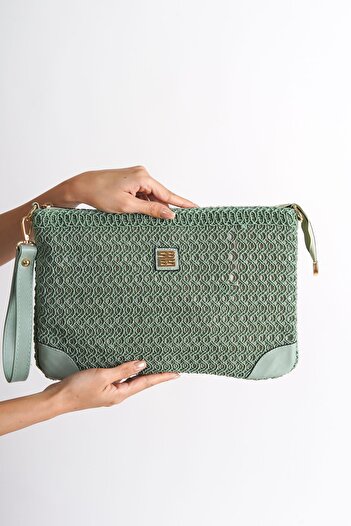 Redoxy Women's Simple and Stylish Knitted Handbag with Leather Detail