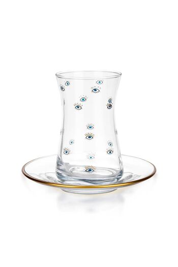 LCW HOME Evil Eye Beaded 6 Person Tea Cup Set