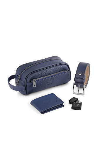 Polo Air Erkek El Çantası Cüzdan Kemer Çakmak Set Lacivert Kombin CN-31-L