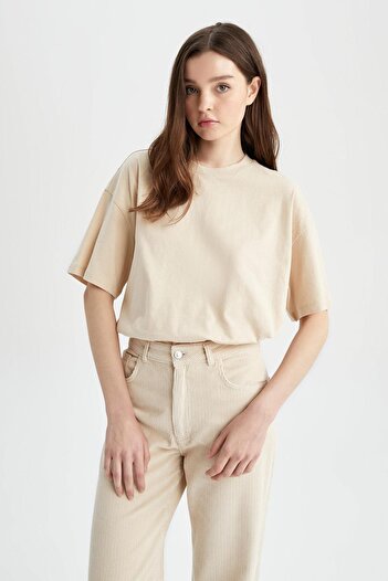 DeFacto Crew Neck Oversize Short Sleeve T-Shirt - V4136AZNS