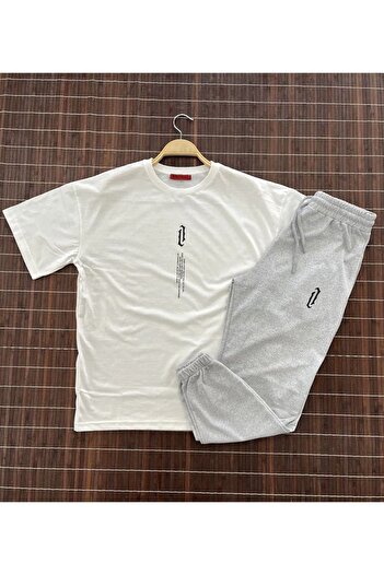 EFFRENATU Σετ ανδρικές φόρμες Oversize - Κάθετη στάμπα