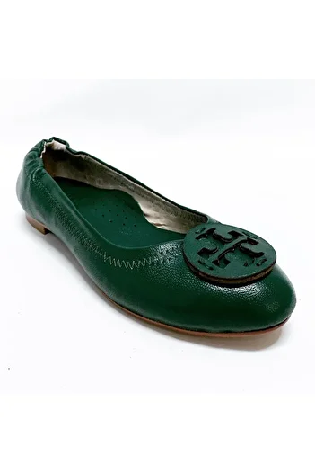 stok83 Green Genuine Leather Women's Ballerinas - 8311