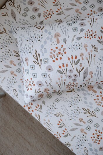 NOU Minimal Floral Organic Single Fitted Sheet Set - Woodland Floral
