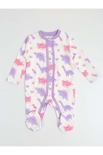 Luggi Baby Cute Dinosaur Guipure Detailed Booties Jumpsuit