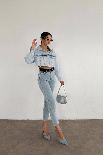 Eka Γυναικείο Skinny Παντελόνι Μπλε Ζώνη - EKA-0039-4801