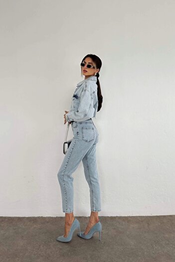 Eka Γυναικείο Skinny Παντελόνι Μπλε Ζώνη - EKA-0039-4801