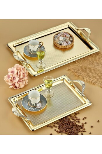 COOKCASE Rectangular 2-Piece Metal Tray Set - Gold CKR3167