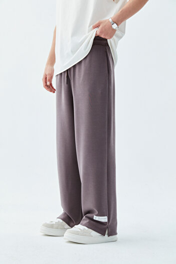 VAMOSCLO Oversize Modal Fabric Tracksuit with Label Detail - Brown