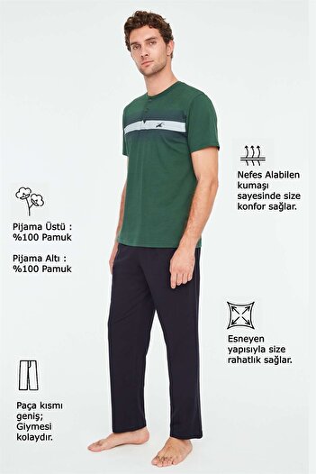 Mod Collection - Ανδρικό σετ πιτζάμες με πράσινη πιτζάμα