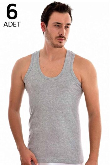 NazikEndam Seher Yıldızı Men's Combed Cotton Tank Top 0001 6 Pieces Code/Colour: Gray
