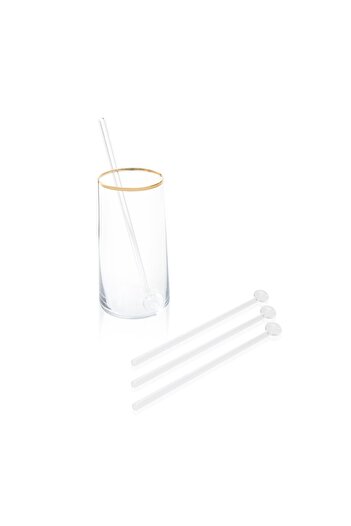 Retro Time Time 4-Piece Glass Latte Spoon - Transparent - 21 cm