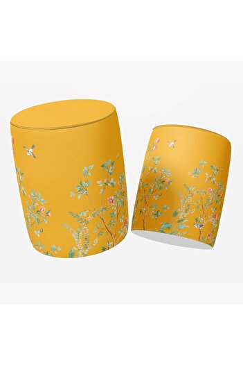 Adawall Sarı Çiçek Tasarımlı Puf