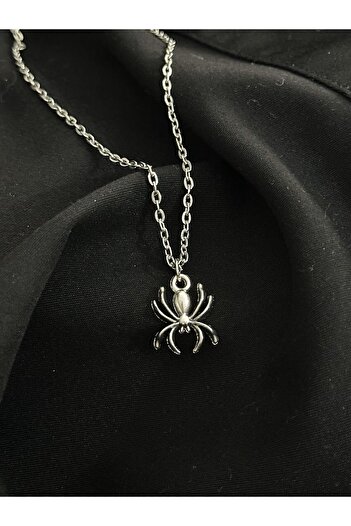 sleyshop gümüş renk minimal örümcek kolye