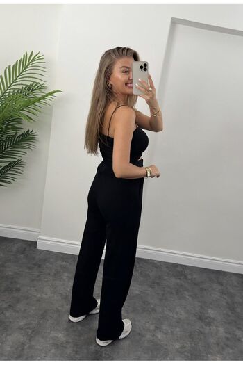 SanaHediyemVar Full Lycra Velcro Waist Palazzo black