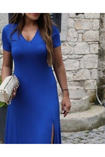 Kokosh moda Γυναικείο φόρεμα Maxi με V λαιμόκοψη - Κοντό μανίκι, 124 εκ