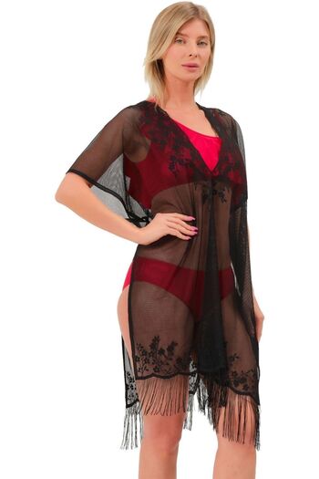 Argisa Floral Patterned Beach Dress Pareo 9016 Black