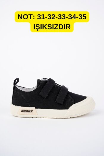 McDark Children's Black Linen Lighted Orthopedic Sports Shoes