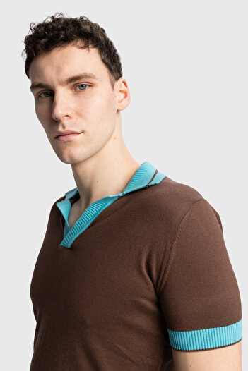 GIESTO Πλεκτό μπλουζάκι Polo Neck