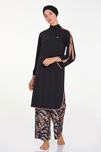 Remsa Mayo Alder 4518 - Full Covered and Lycra Black Hijab Swimsuit Wide Leg