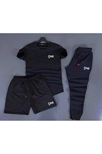 NewCabin Unisex 3-Piece Slim Fit T-Shirt and Sweatpants Combination - One Printed