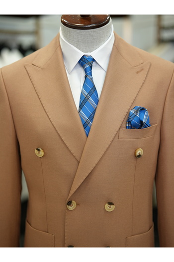 LONATOLİA Italian Style Men's Double Breasted Suit - Slim Fit Premium Jacket and Pants