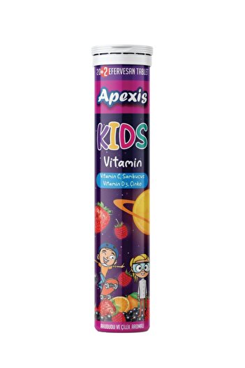 Apexis Kids Vitamin Raspberry and Strawberry Flavored Effervescent Tablet