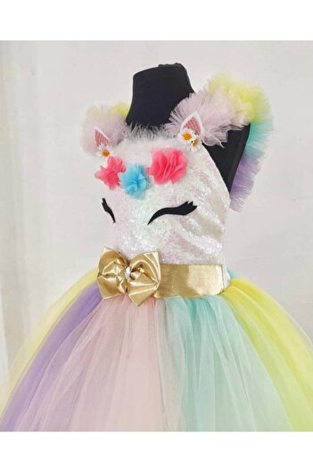 Peonia Kids Kız Çocuk Elbise My Little Pony Unicorn Kostüm - Tarlatanlı Unicorn Kız Çocuk Elbisesi