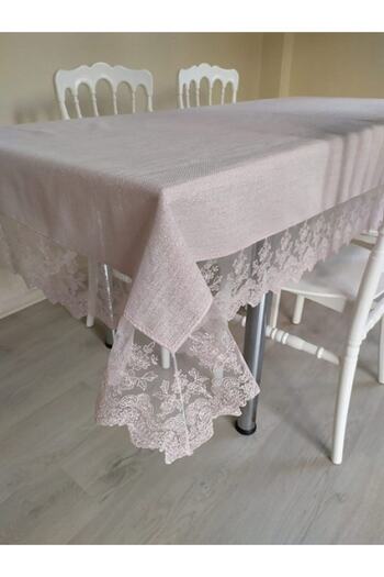 Çeyiz Bahçesi Linen Mira Tablecloth with French Laces