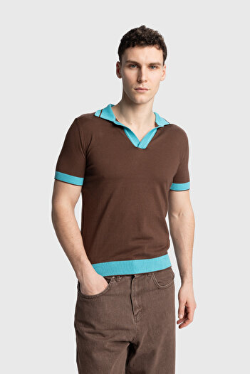 GIESTO Πλεκτό μπλουζάκι Polo Neck