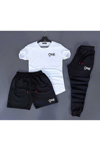 NewCabin Unisex 3-Piece Slim Fit T-Shirt and Sweatpants Combination - One Printed