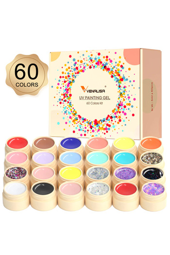 Venalisa 60'lı Set Gel Paint Nail Art Çizim Boyası 60 Renk