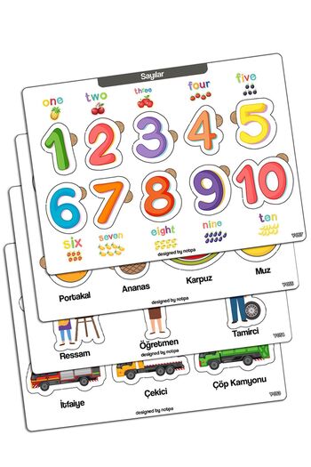 kutuTR Notpa Çocuklar Için Eğitici Ve Öğretici Ahşap Renkli Yapboz 4lü Set 103