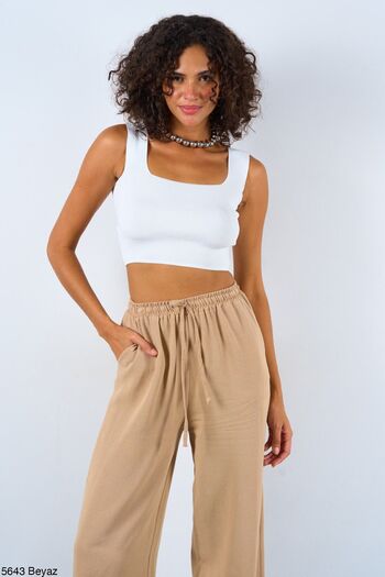 Ladyone Women's Square Neck Crop Tank Top Standard
