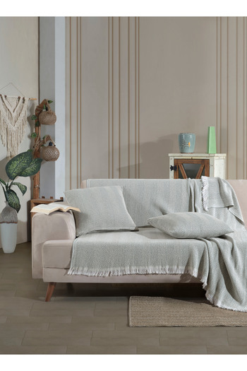 Lux Touch Lily B.Green Cotton Tufted Sofa Cover - 150x200cm Sofa Sofa Bed Divan Cover Shawl