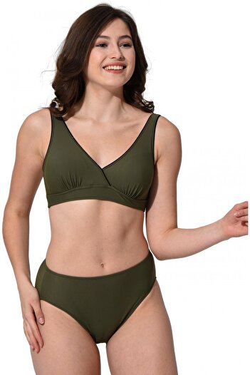 Argisa Large Size Plain Double Breasted Bikini 5032 Khaki