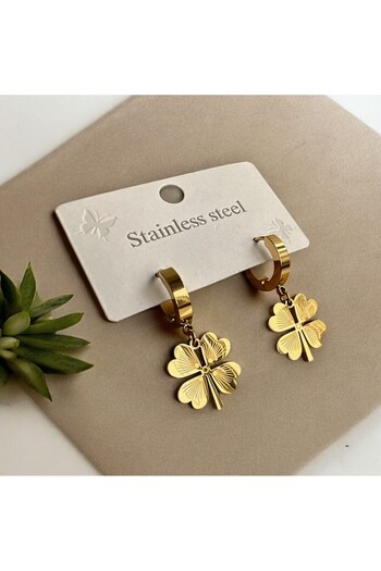 Housess Gold Steel Dangle Earrings