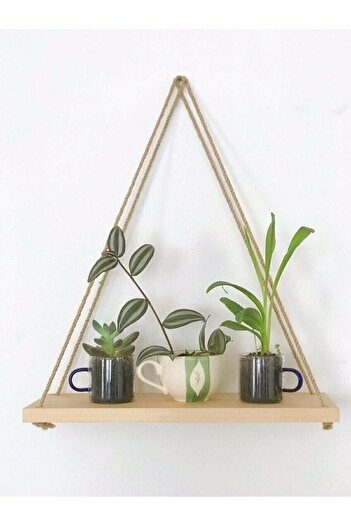 Tooall Decorative Wooden Rope Wall Shelf Bookshelf & Flower Holder Flying Shelf