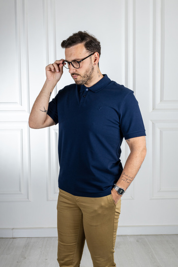 Sarar Navy Blue Polo Neck Interview T-Shirt