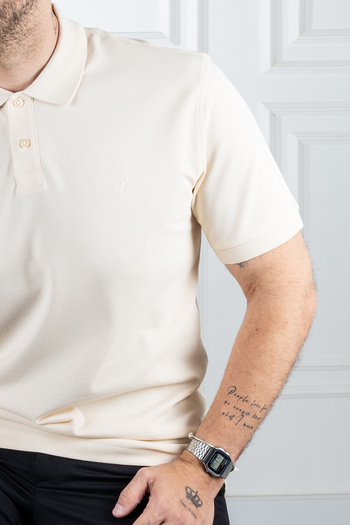 Sarar Light Beige Polo Neck Interview T-Shirt