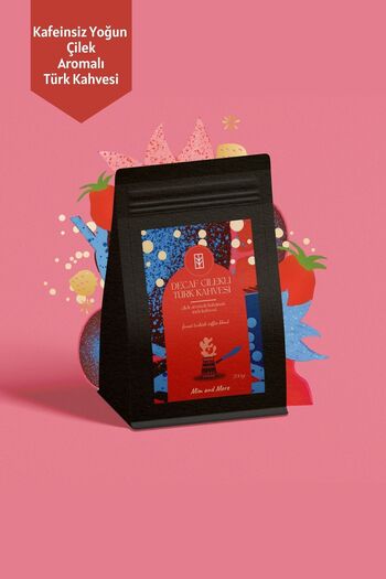 Mim and More Decaf Strawberry Turkish Coffee - Kafeinsiz Çilek Aromalı Türk Kahvesi, 200 gr