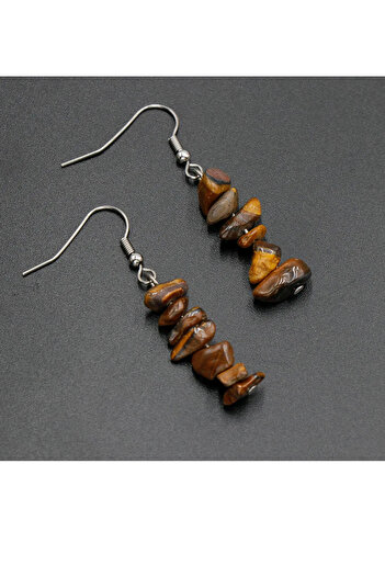 Kusakli Energy Powerful Brokenstone Tiger Eye Earrings