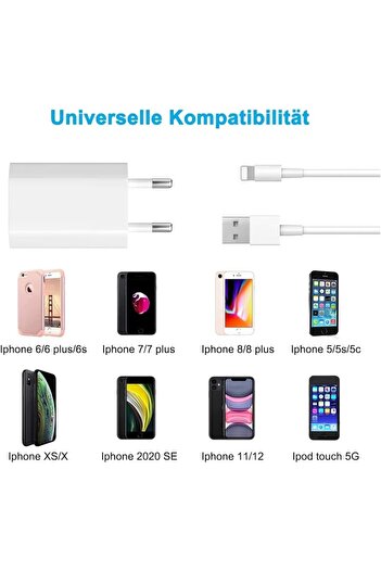 Deppo Trend Apple iPad iPhone 4/5/6/7/8/8/Plus/Se/X/Xs/11/12/13/14 Uyumlu 1A 5W Şarj Seti Şarj Aleti Şarj Cihazı