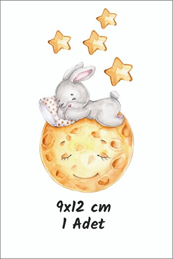 Kt Grup Cute Rabbit Sleeping on the Moon Socket Sticker