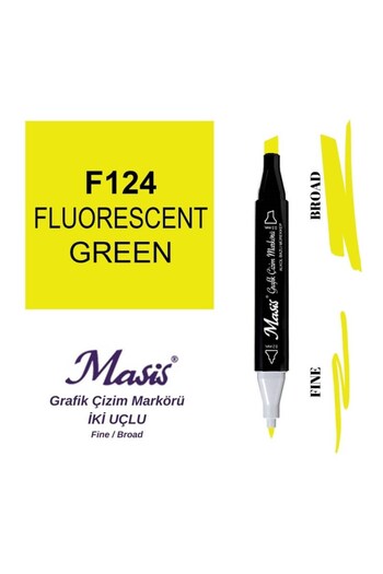 Masis Fluorescent Green Double Tip Graphic Pen - 124