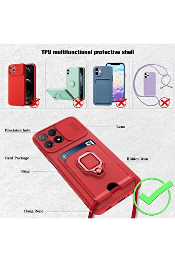 m.tk moveteck Xiaomi Poco X6 Pro 5g Case Camera Lens Sliding Protected Zuma Silicone with Business Card Rope Strap with Ring